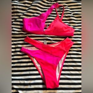 Brand new, hot pink and orange one shoulder bikini. Only tried on